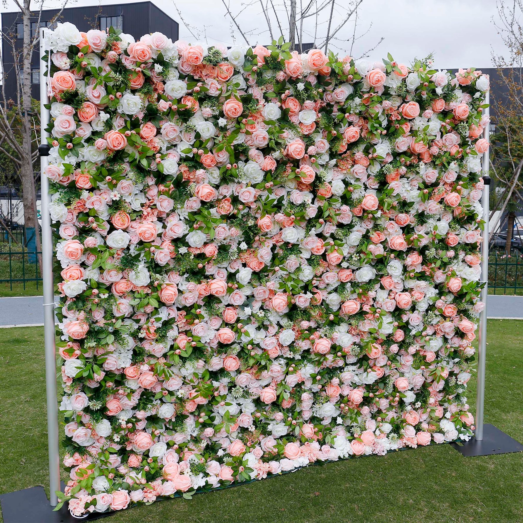 Aliflowers 3D White Rose with Pink Peony Decorative Flower Wall ALFWL044 - Ali Flowers