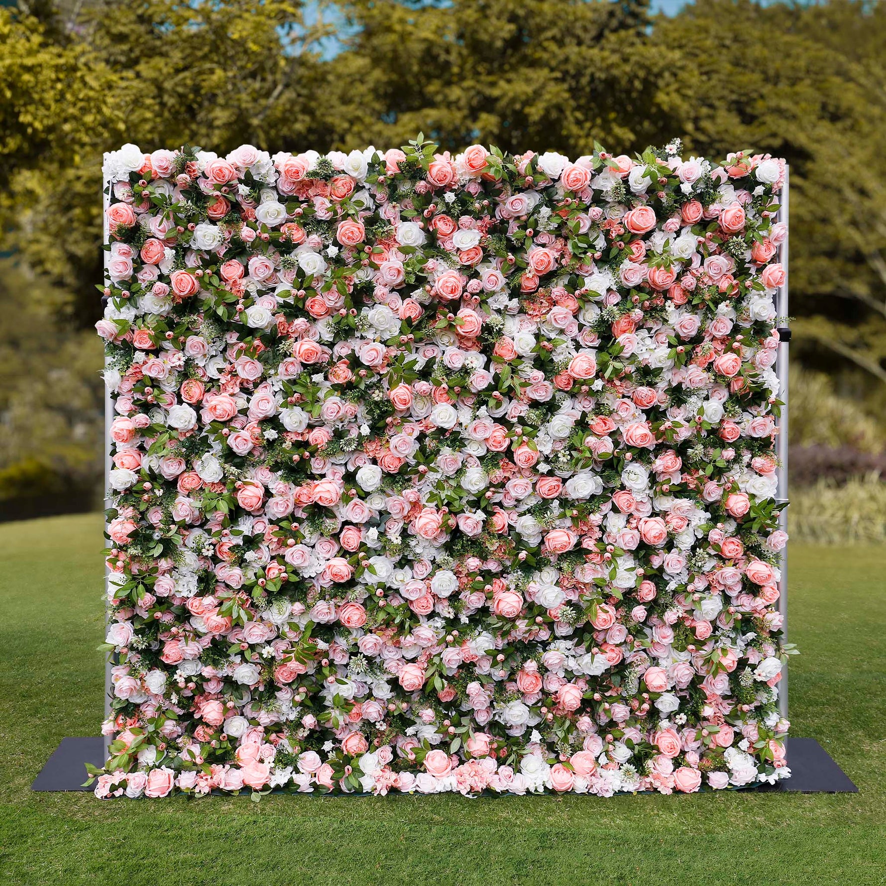 Aliflowers 3D White Rose with Pink Peony Decorative Flower Wall ALFWL044 - Ali Flowers