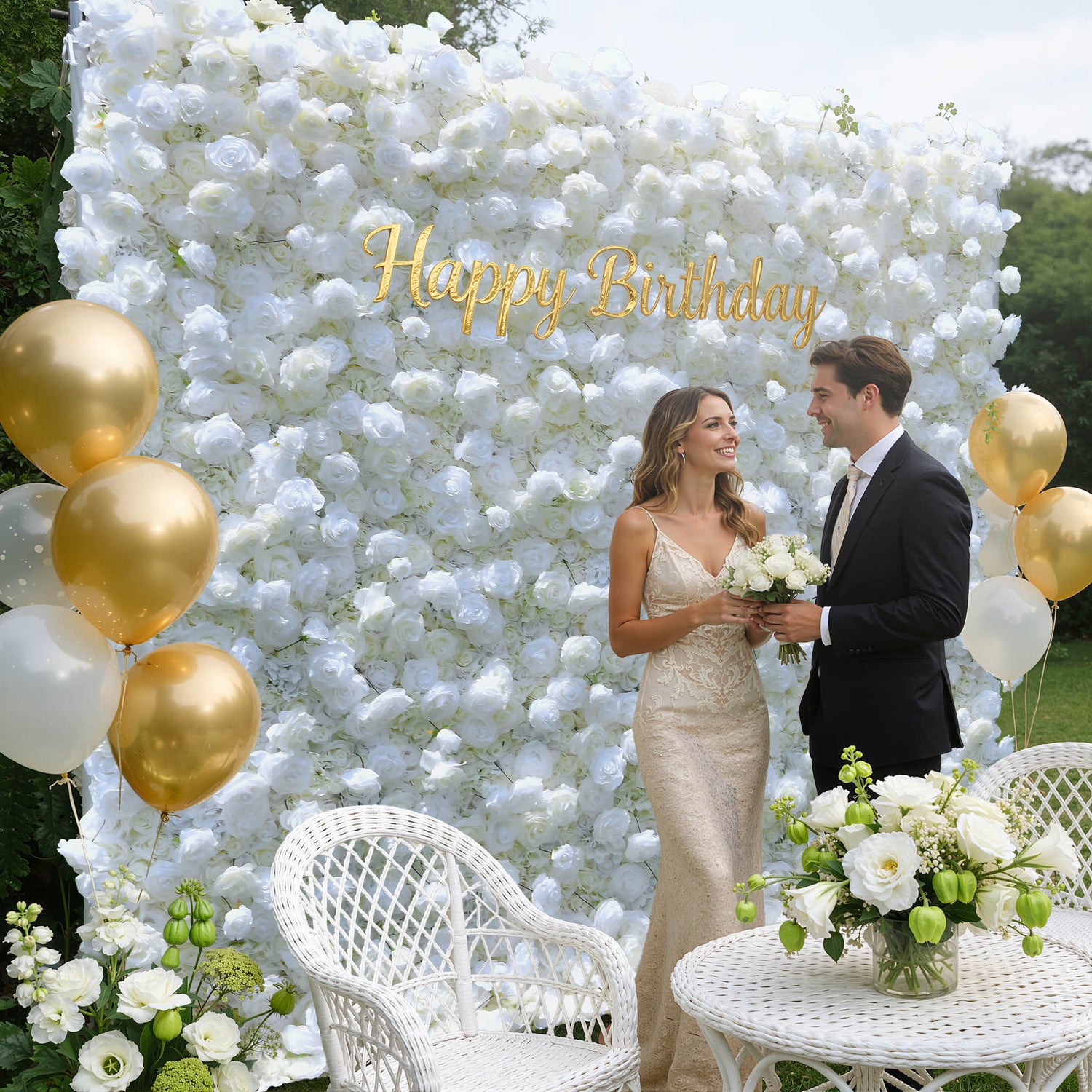 Pure White Cloth Back Artificial Flower Wall