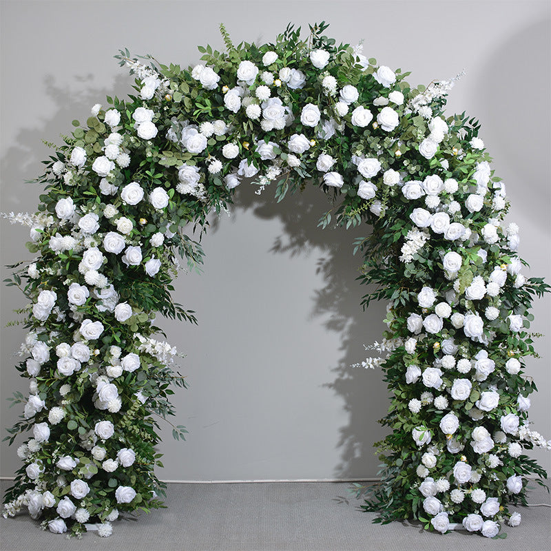 Aliflowers Luxury Green Plant Leaves White Rose Floor Floral Arrangement Wedding Stage Backdrop Flower Stand ALFAD009 - Ali Flowers