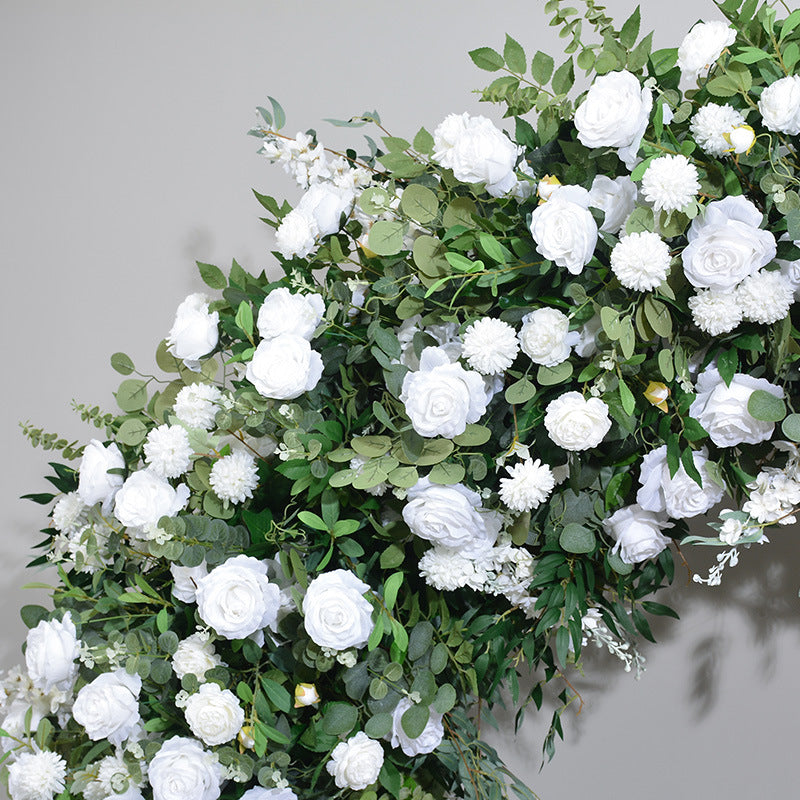Aliflowers Luxury Green Plant Leaves White Rose Floor Floral Arrangement Wedding Stage Backdrop Flower Stand ALFAD009 - Ali Flowers