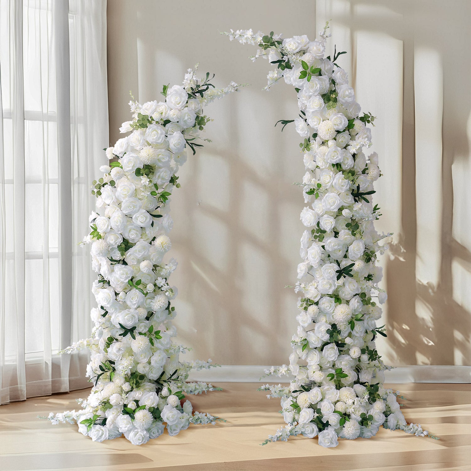 white-rose-flower-arrangement-decoration-horn-arch-wedding-stage-background