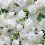 Infinity White Rose Flower Wall Backdrop for Weddings Events and Photo Booths - Ali Flowers