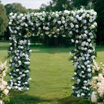Aliflowers White Rose Green Leaf Floral Row Decor Wedding Backdrop Square Frame GM007