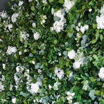 Aliflowers 3D White Rose & Green Leaf Roll-Up Flower Wall – Wedding & Party