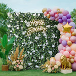 Aliflowers 3D White Rose & Green Leaf Roll-Up Flower Wall – Wedding & Party