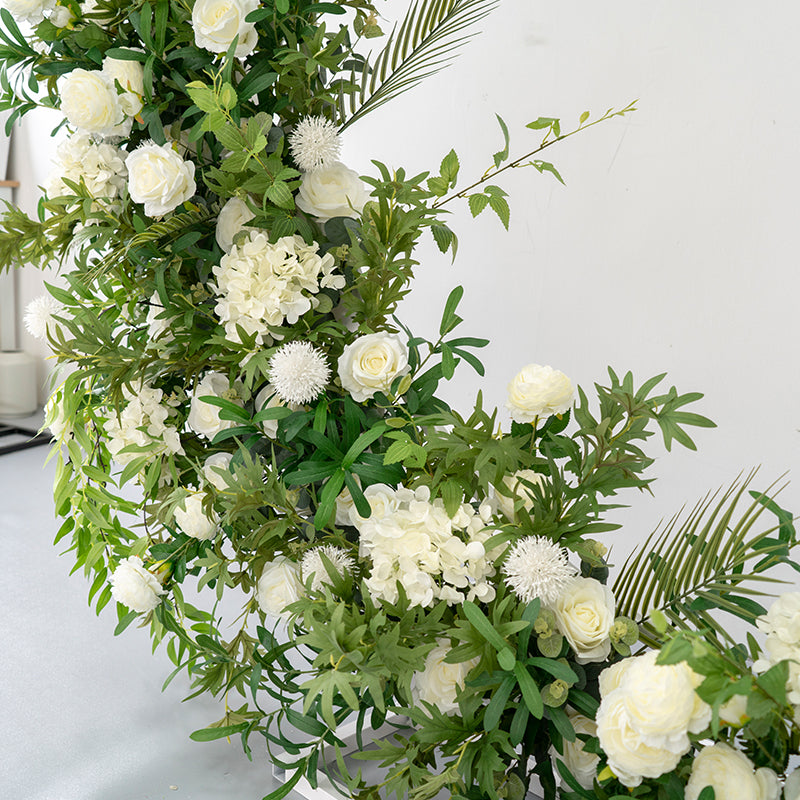 Aliflowers Forest-Themed Series White Rose Moon-Shaped Arch for Wedding - Ali Flowers