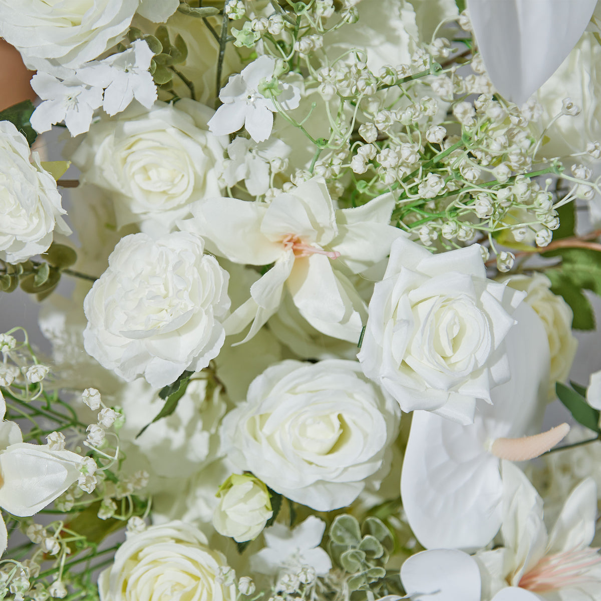 Aliflowers Elegant White Rose Floral Wedding Backdrop with Arch Frame