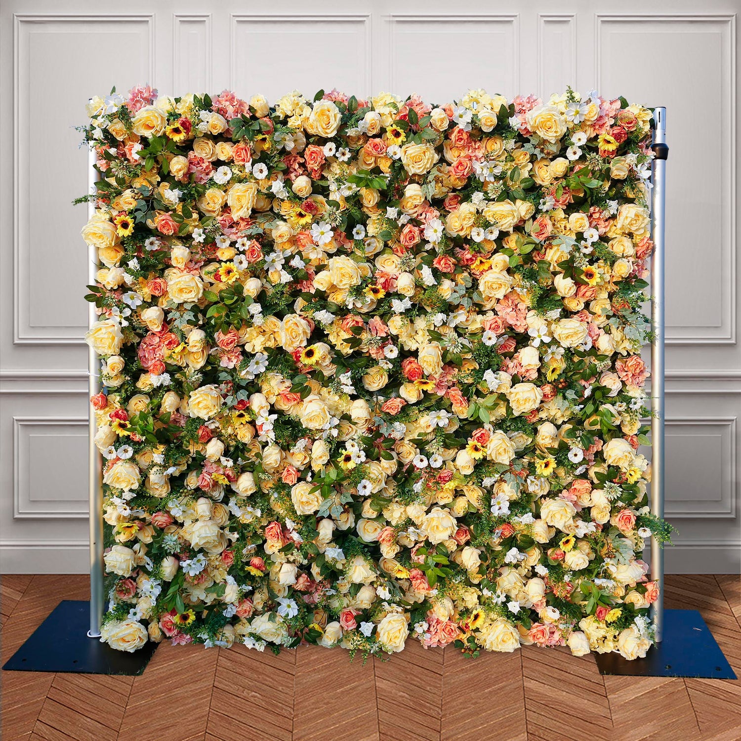 Aliflowers Sun Flowers with Green Hanging Curtain Plant Wall 3D Flowers ALFWL086 - Ali Flowers