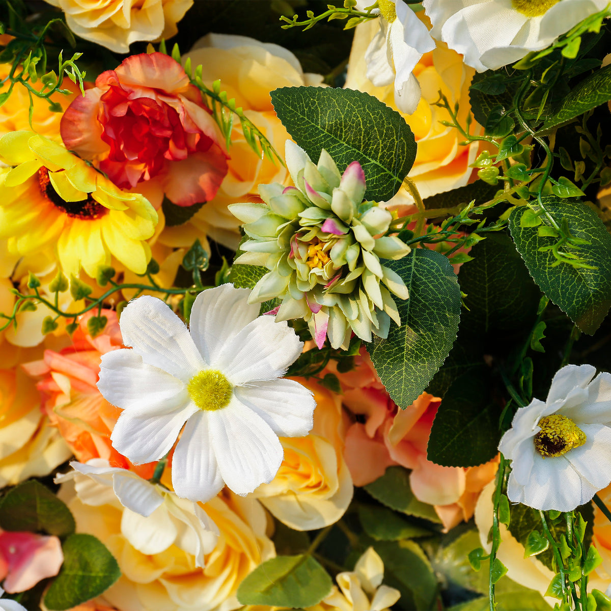 Aliflowers Sun Flowers with Green Hanging Curtain Plant Wall 3D Flowers ALFWL086 - Ali Flowers