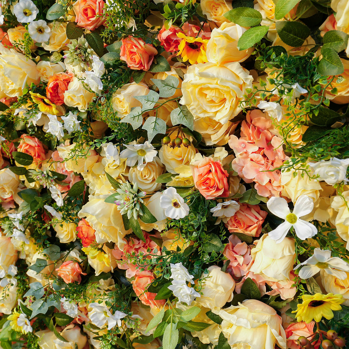 Aliflowers Sun Flowers with Green Hanging Curtain Plant Wall 3D Flowers ALFWL086 - Ali Flowers