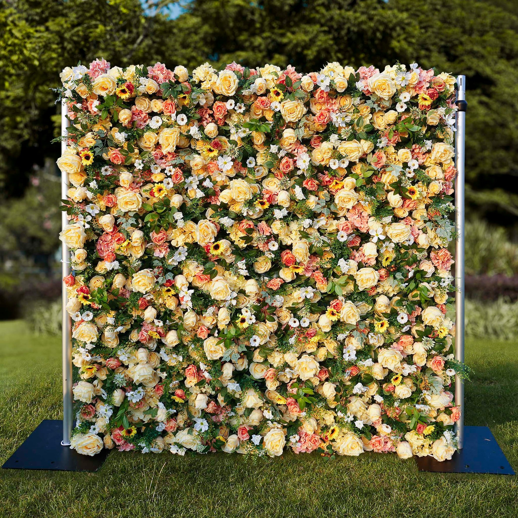 Aliflowers Sun Flowers with Green Hanging Curtain Plant Wall 3D Flowers ALFWL086 - Ali Flowers